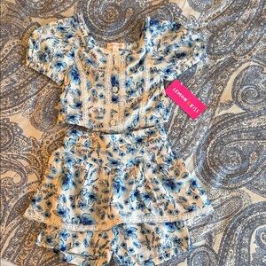 Lemon Kiss Blue Floral Kids Romper